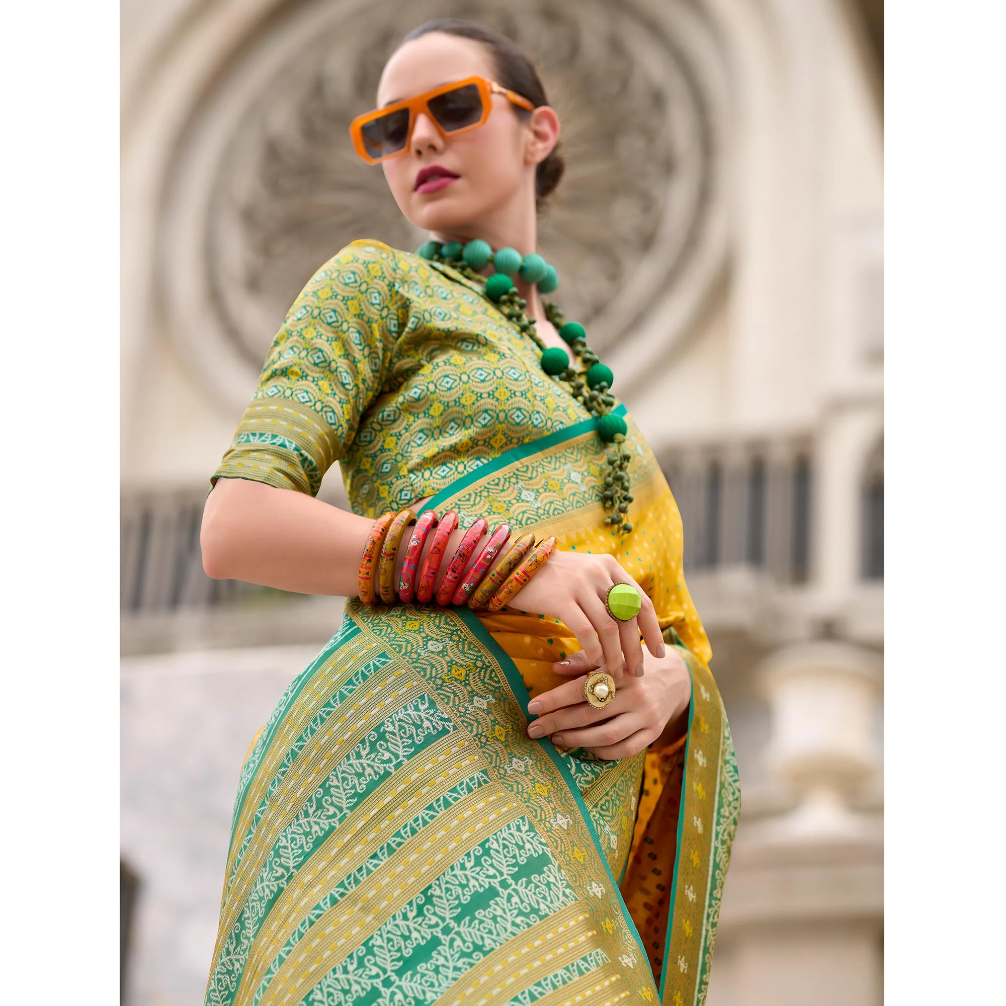 Yellow Zari Woven Banarasi Silk Saree - Image 5